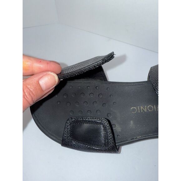 Vionic Raz Metallic Sandals Wedge Comfort Casual Adjustable Straps Black Size 9 - Picture 16 of 16
